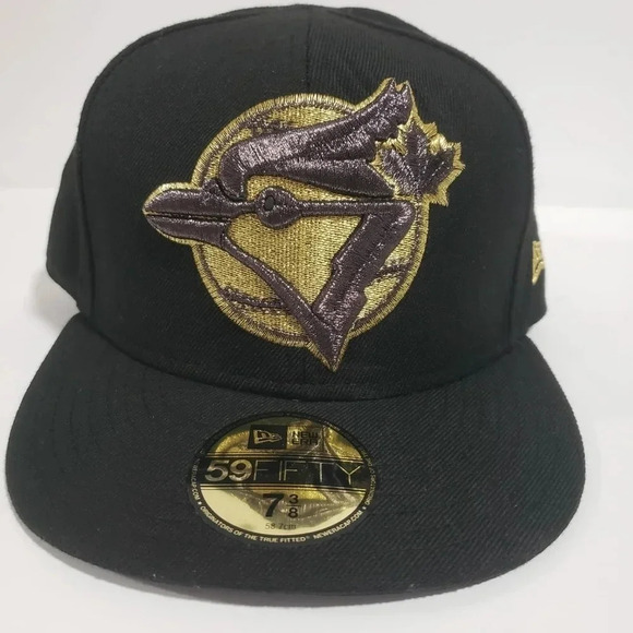 Toronto Blue  Jays New Era 59 Fifty 7 3/8 Black Mens Fitted Hat - Picture 1 of 4